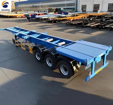 WOSHENG Tri-Axle 40FT 3 eixos 40 toneladas Chassis de carregamento Esqueleto Semi-remolque com materiais