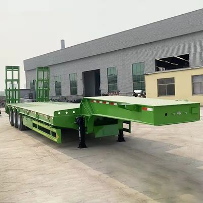 150T Máxima carga útil Semi-reboque de cama baixa Camiões Reboque de trator Com trem de pouso pesado