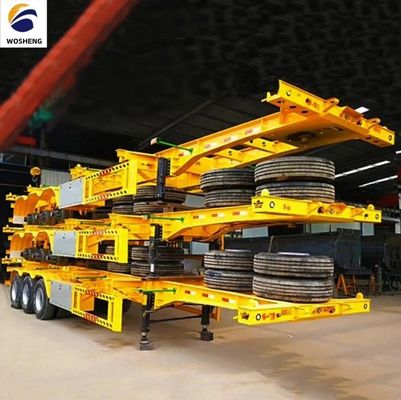 Transporte 40ft Container wosheng 3 Axis Skeleton Semi-trailer com Container Lock