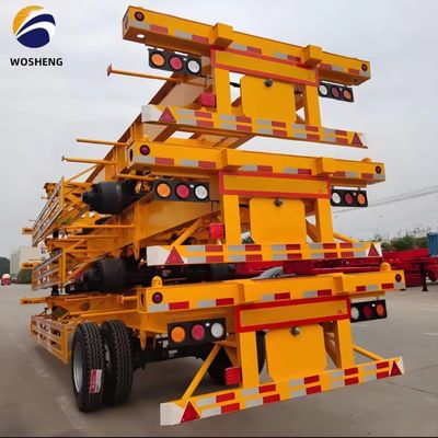 3 eixos 20FT 40FT Contêiner de pescoço de galinha Chassis Semi-remolque esquelético