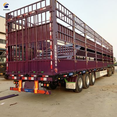 Wosheng 3 eixos 20-50T Semi-remolque de cerca alta de gado para transporte de vegetais