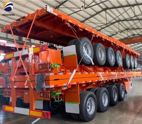 3 eixos 4 eixos 40-120tons Cama plana 20ft 40ft 45ft 53ft Container Flatbed Truck Trailer