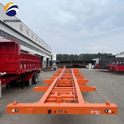 12R22.5*12pcs Pneus 1/2 eixos 20/40/45/48 pés Esqueleto de aço Semi-reboque para transporte de caminhões