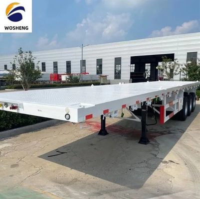 Semi-reboque de 3 eixos de piso plano para porta de transporte de contêineres de 20 pés ou 40 pés 9.0-22.5