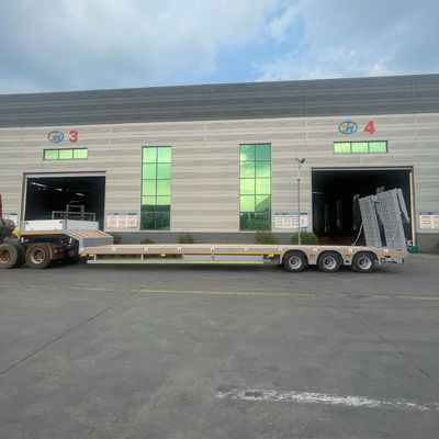 Suspensão aerodinâmica 3 eixos 40 a 80 toneladas de aço Semi-reboque para escavadeiras e dozers
