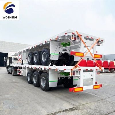 Semi-reboque de 3 eixos de piso plano para porta de transporte de contêineres de 20 pés ou 40 pés 9.0-22.5