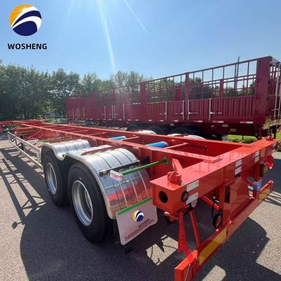 12400x2500x1550mm Engrenagem de aterragem pesada 28t Semi-reboque esqueleto para transporte de contentores
