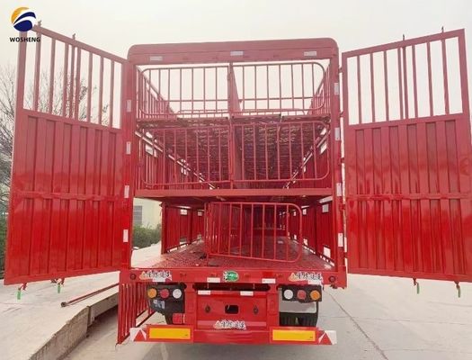Semi-remolque de cerca alta de 3 eixos para transporte de bovinos e vacas com aro 8.5-20 e durável