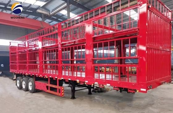 Semi-remolque de cerca alta de 3 eixos para transporte de bovinos e vacas com aro 8.5-20 e durável