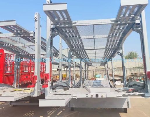 Aço 2/3 eixo 8 posição carrinho de transporte Semi-reboque com -Produzido sistema de freio de tambor de ar