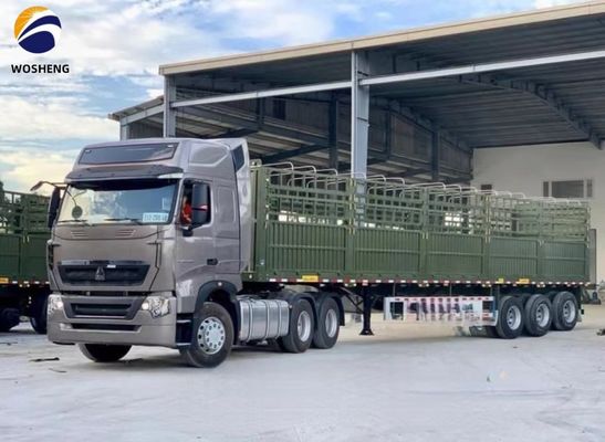 50T Capacidade 3 Eixo 12,4m Parede lateral Semi-remolque Tipo personalizável e clássico