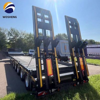 Semi-remolque de cama baixa de eixos 3/4 personalizado para transporte de contentores