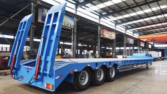 Semi-remolque de cama baixa de eixos 3/4 personalizado para transporte de contentores
