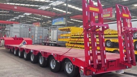 Carregador de semi-reboque de aço de piso plano personalizável para transporte de equipamento pesado