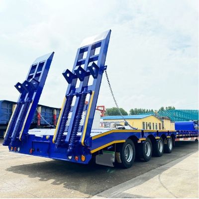 Leaf Spring 3 Axle Lowboy Loader Hidráulico Extensivel Semi-trailer Lowbed para cargas pesadas
