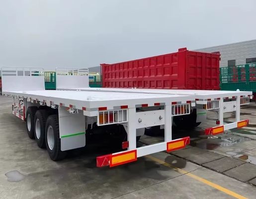 Semi-reboque para transporte de contêineres 3 eixo 4 eixo 20ft 40ft 45ft Flatbed Truck Trailer
