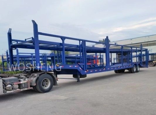 Reboque de caminhão Wosheng 2 eixos Reboque de transporte de veículos Reboque de transporte de veículos de dois andares Semi-reboque