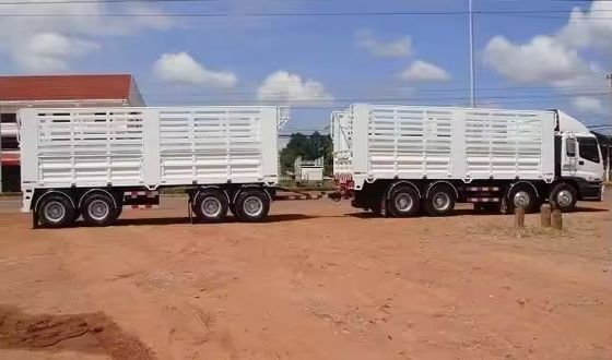 40-100 toneladas Material de aço Barra de travagem vedação Full Trailer com sistema de suspensão mecânica