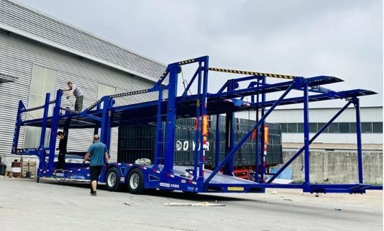Wosheng 2 eixos Car Carrier Trailer Double Deck Car Transport Semi Trailer para durável