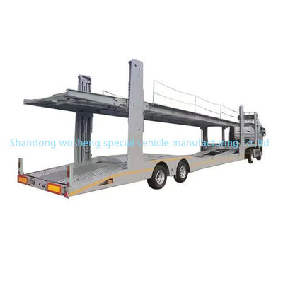 1 unidade de engrenagem de aterragem Wosheng Semirreboque de transporte de automóveis com 2 eixos e deck duplo