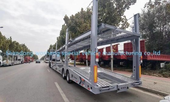 1 unidade de engrenagem de aterragem Wosheng Semirreboque de transporte de automóveis com 2 eixos e deck duplo