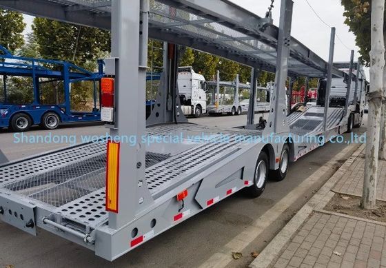 1 unidade de engrenagem de aterragem Wosheng Semirreboque de transporte de automóveis com 2 eixos e deck duplo