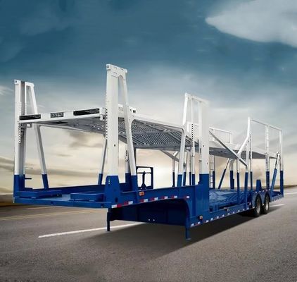 Carregador de veículos de dois eixos e semi-reboque personalizável para o transporte de 6-8 unidades de veículos