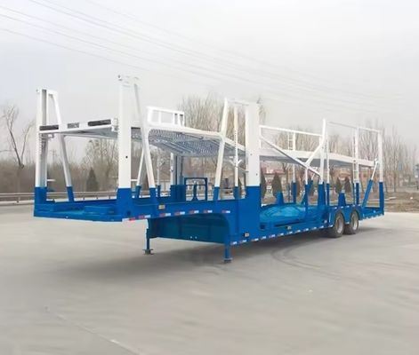 Carregador de veículos de dois eixos e semi-reboque personalizável para o transporte de 6-8 unidades de veículos