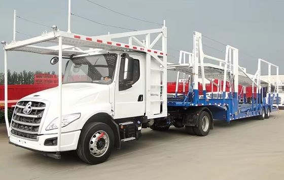 Carregador de veículos de dois eixos e semi-reboque personalizável para o transporte de 6-8 unidades de veículos