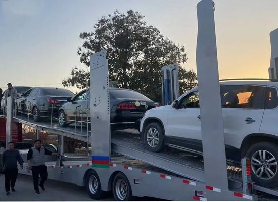 30000 kg Carga útil máxima Suspensão aérea Transporte de veículos de dois andares Semi-reboque para transporte